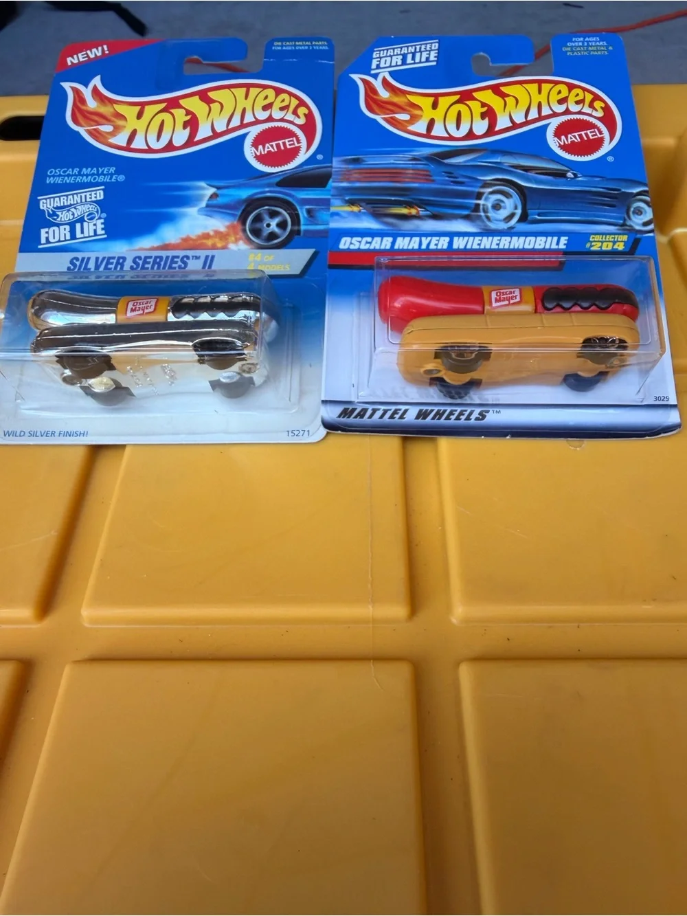 Hot Wheels Oscar Mayer Wienermobile Toy Car set of 2 - Yellow/Red - Mattel